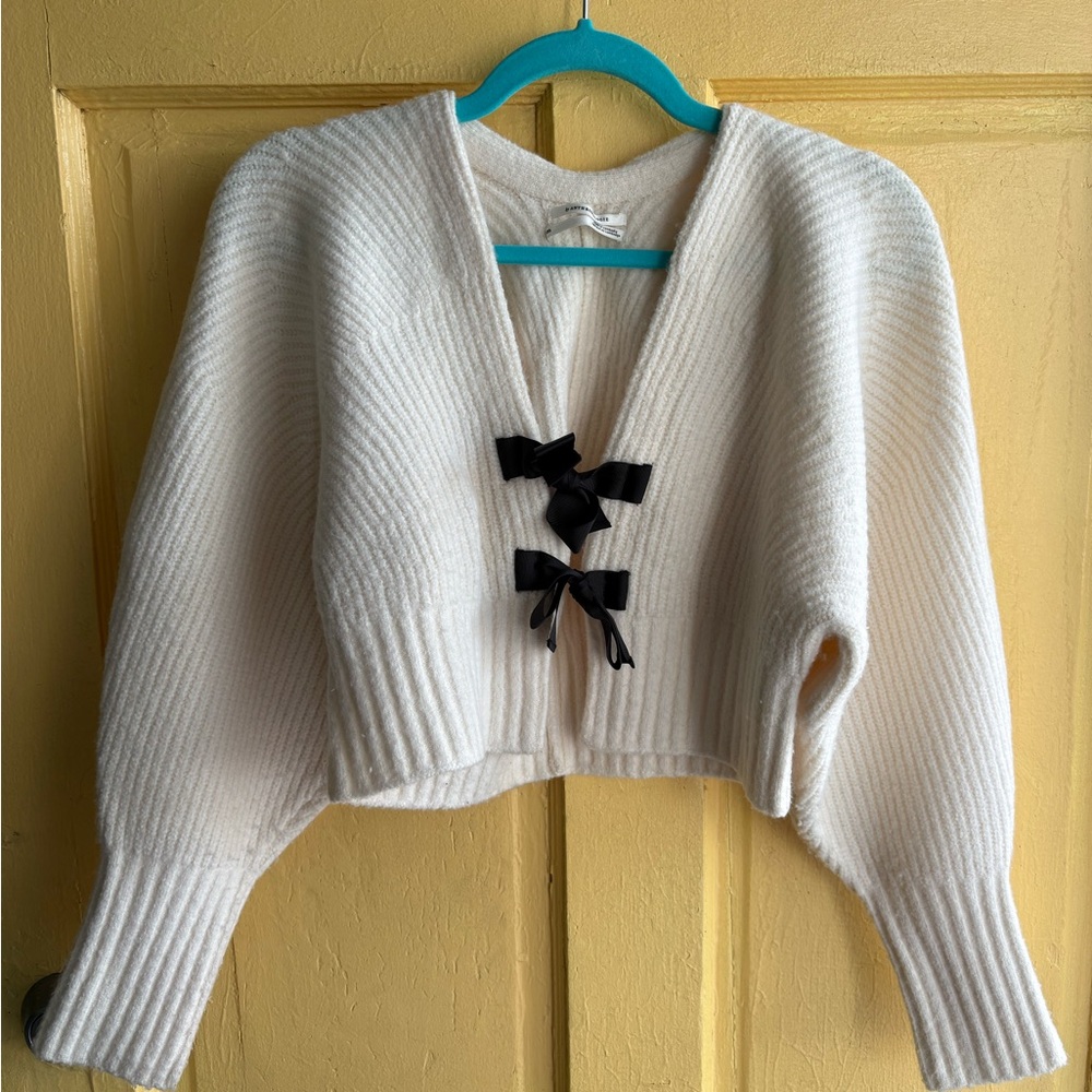 Anthropologie Cropped Bow Cardigan
